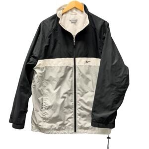 Nike Track Jacket‎ Mens Large Black Gray White Full Zip + Pockets Active Vintage